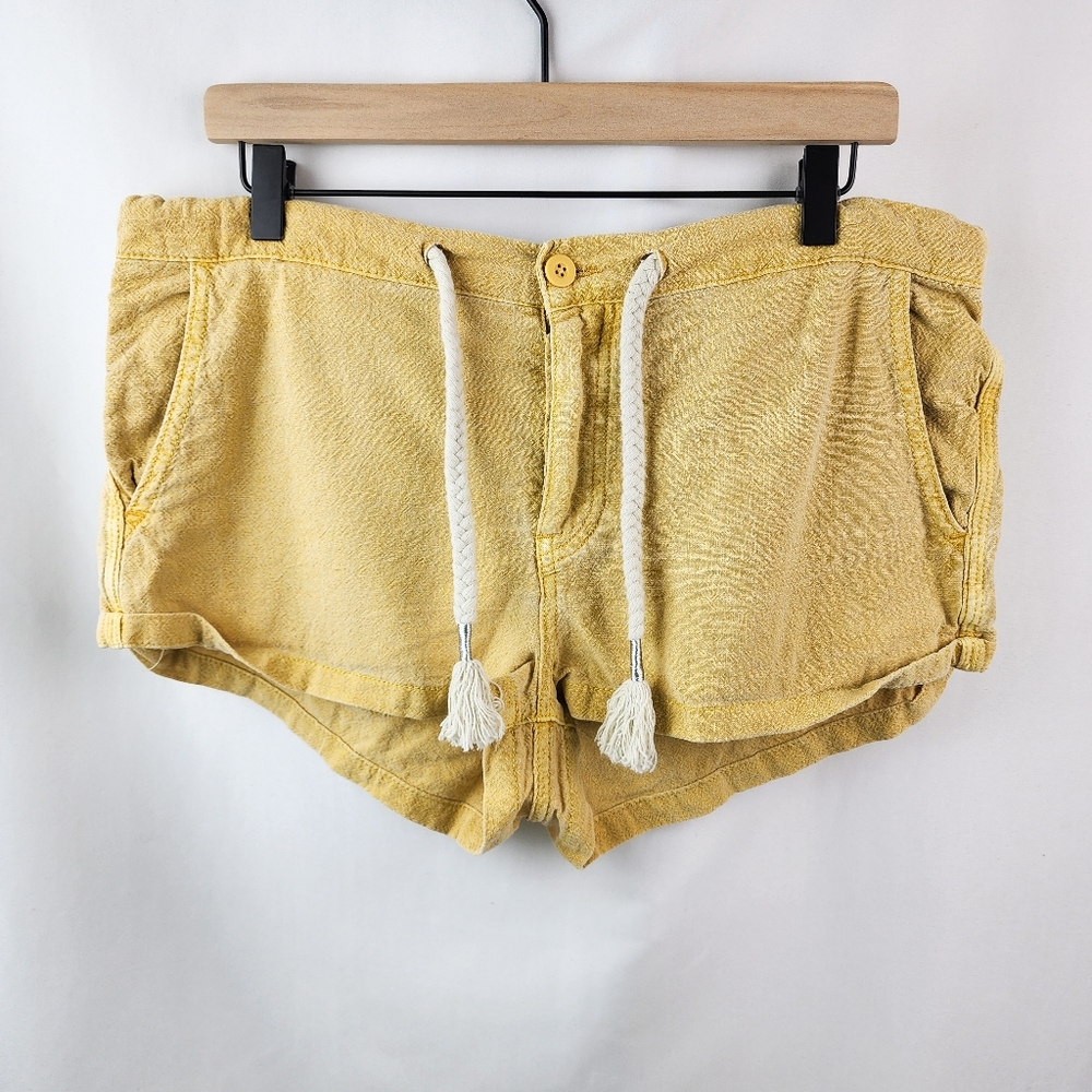 Free People Women's Yellow Linen Rope Shorts Size M
